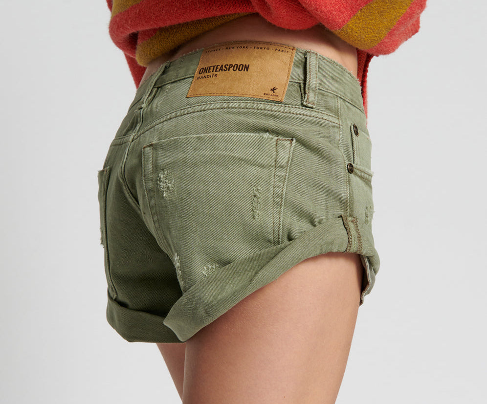 SUPER KHAKI BANDITS DENIM SHORTS