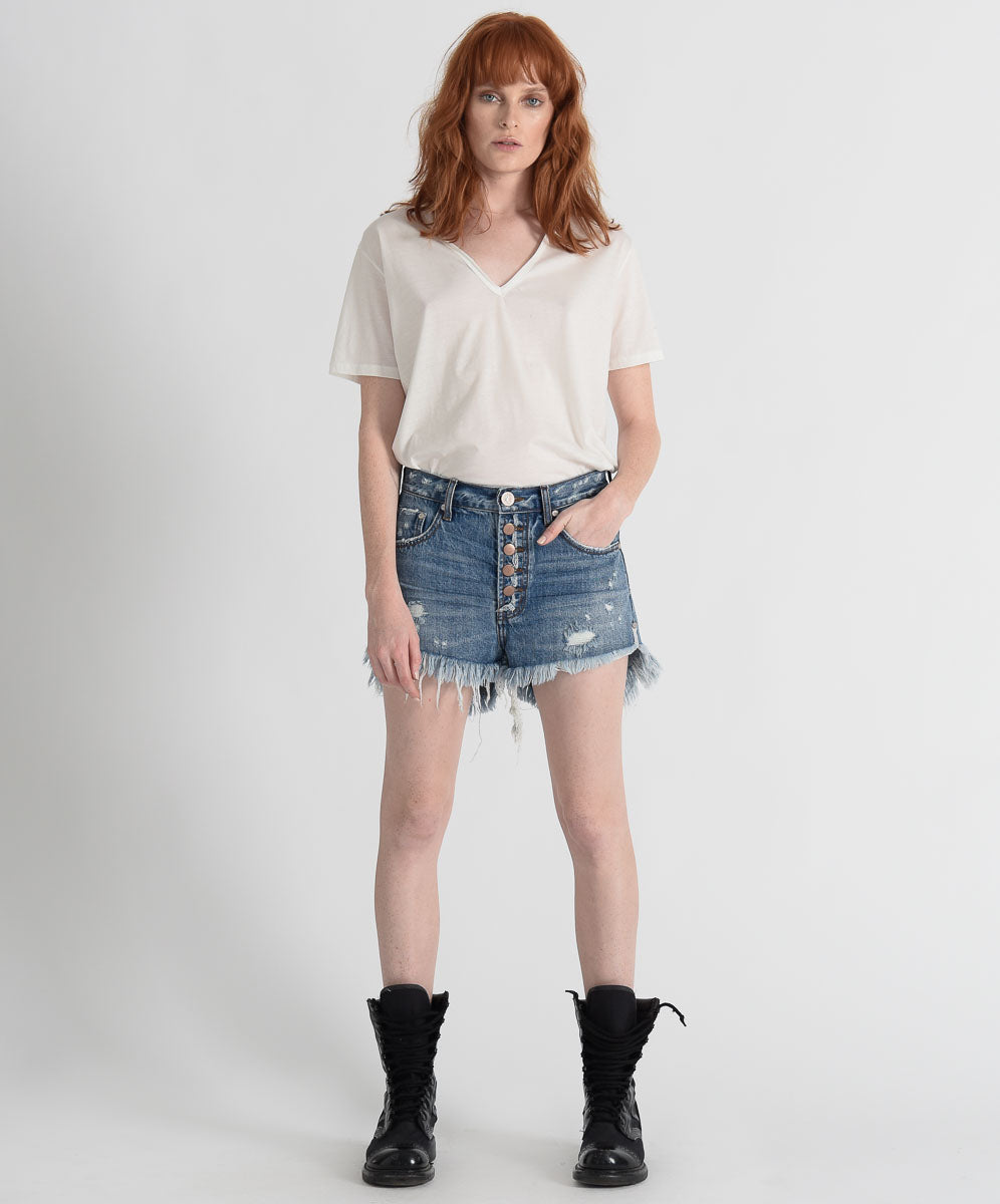Products JOHNNY BLUE OUTLAWS MID LENGTH DENIM SHORTS