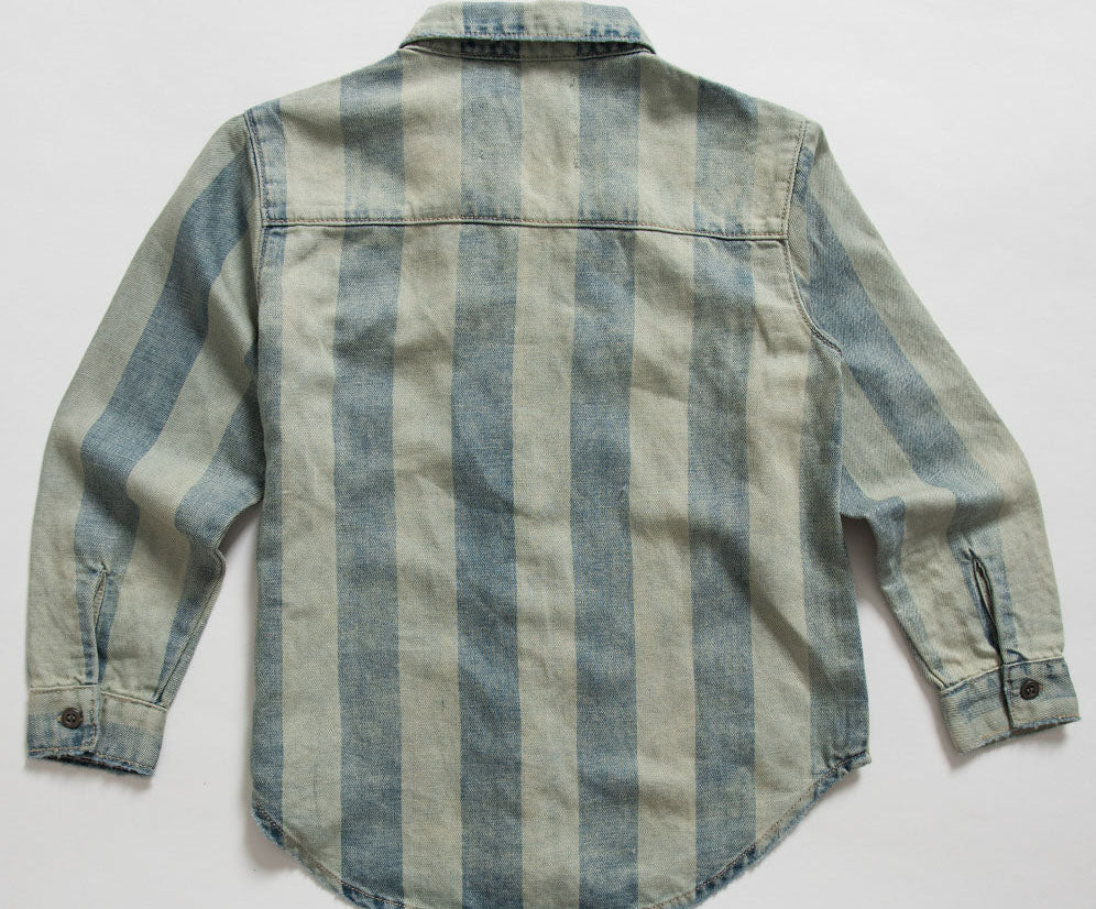 Kids Stripe New Vintage Denim Shirt - Storm Buoy