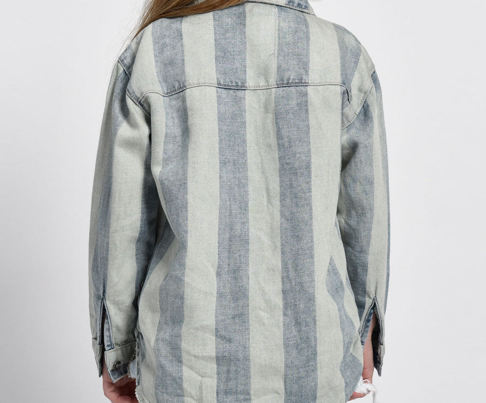 Kids Stripe New Vintage Denim Shirt - Storm Buoy