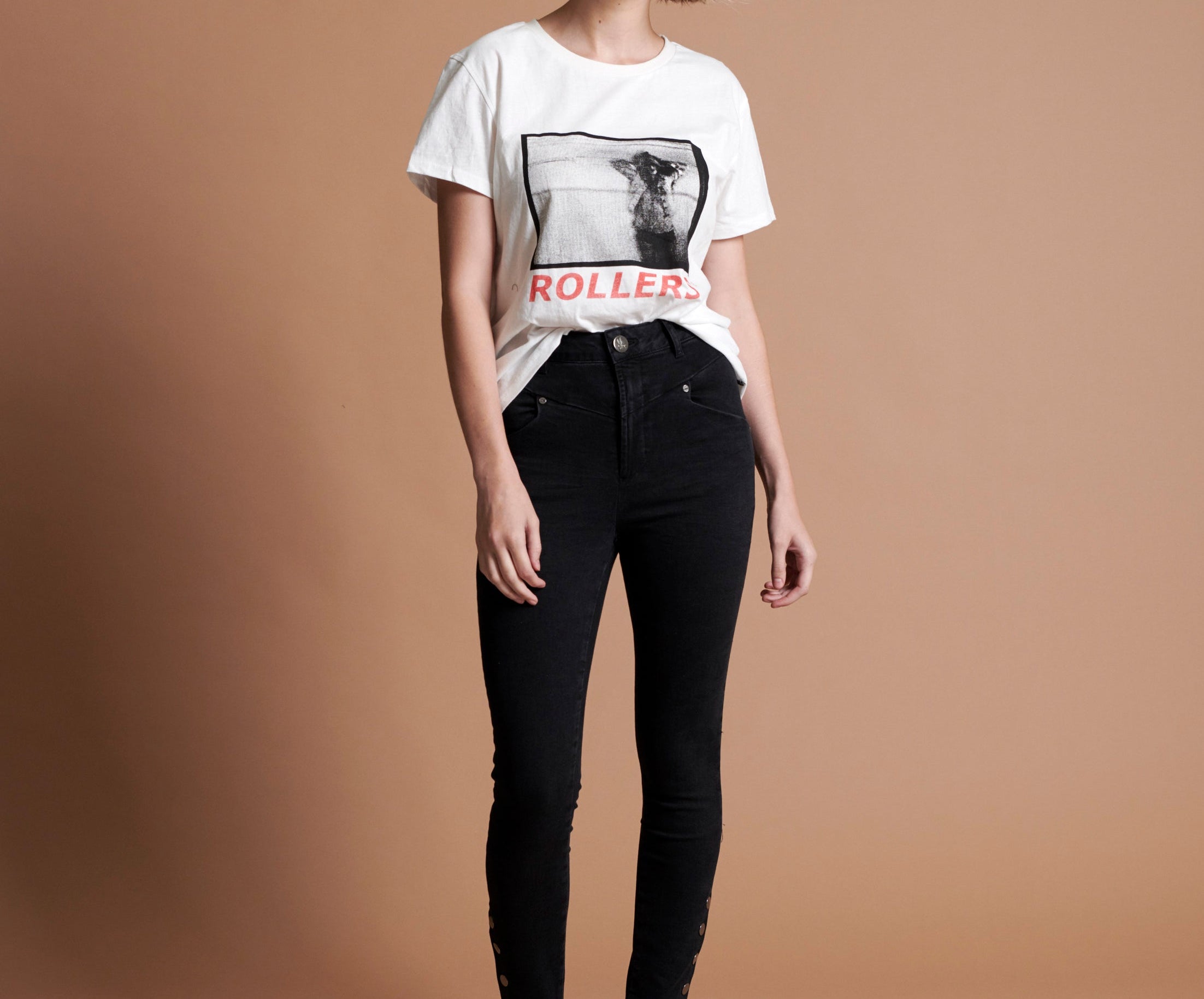 BLACK SWAN PREACHERS HIGH WAIST SKINNY JEANS BLACK