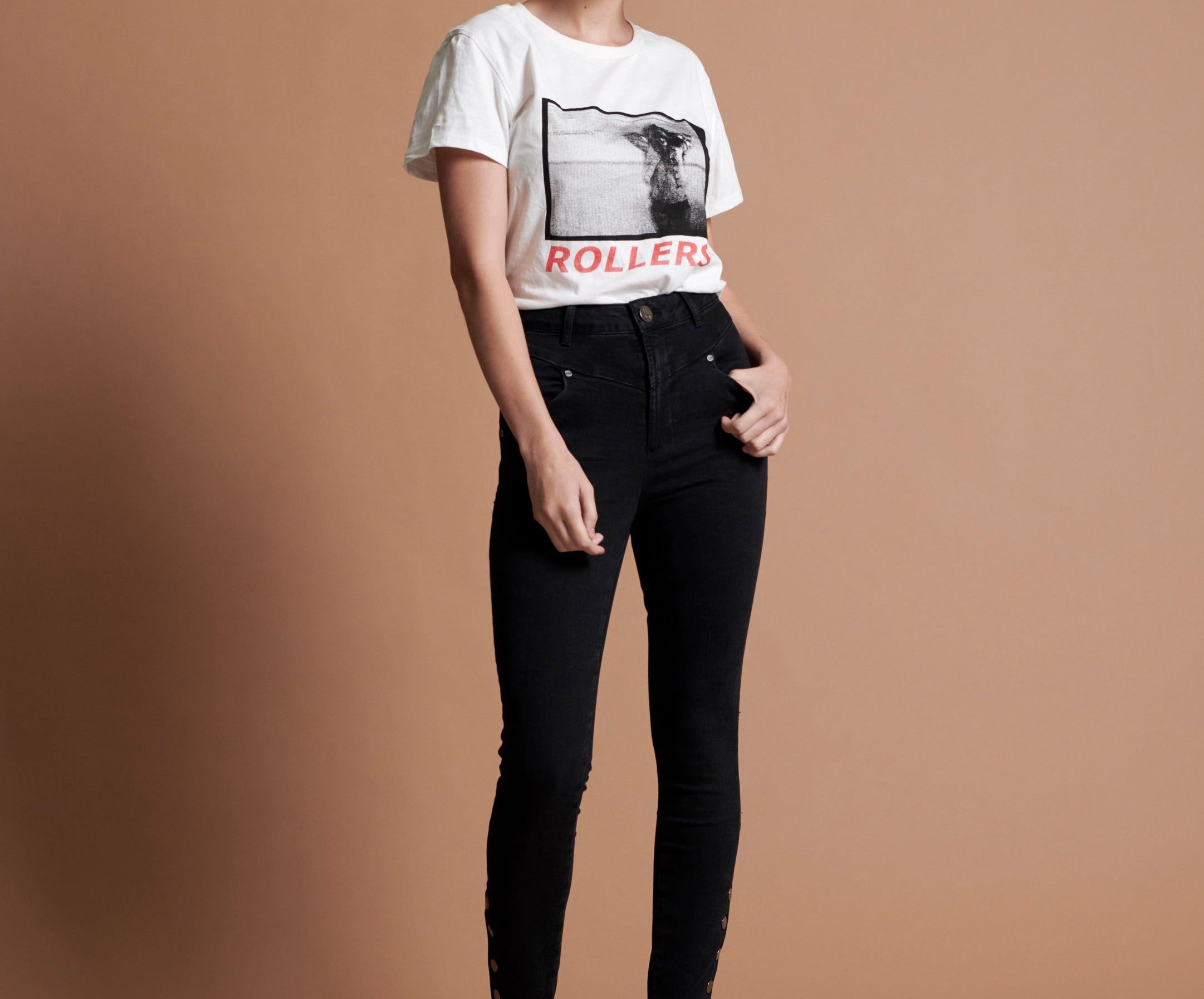 BLACK SWAN PREACHERS HIGH WAIST SKINNY JEANS BLACK