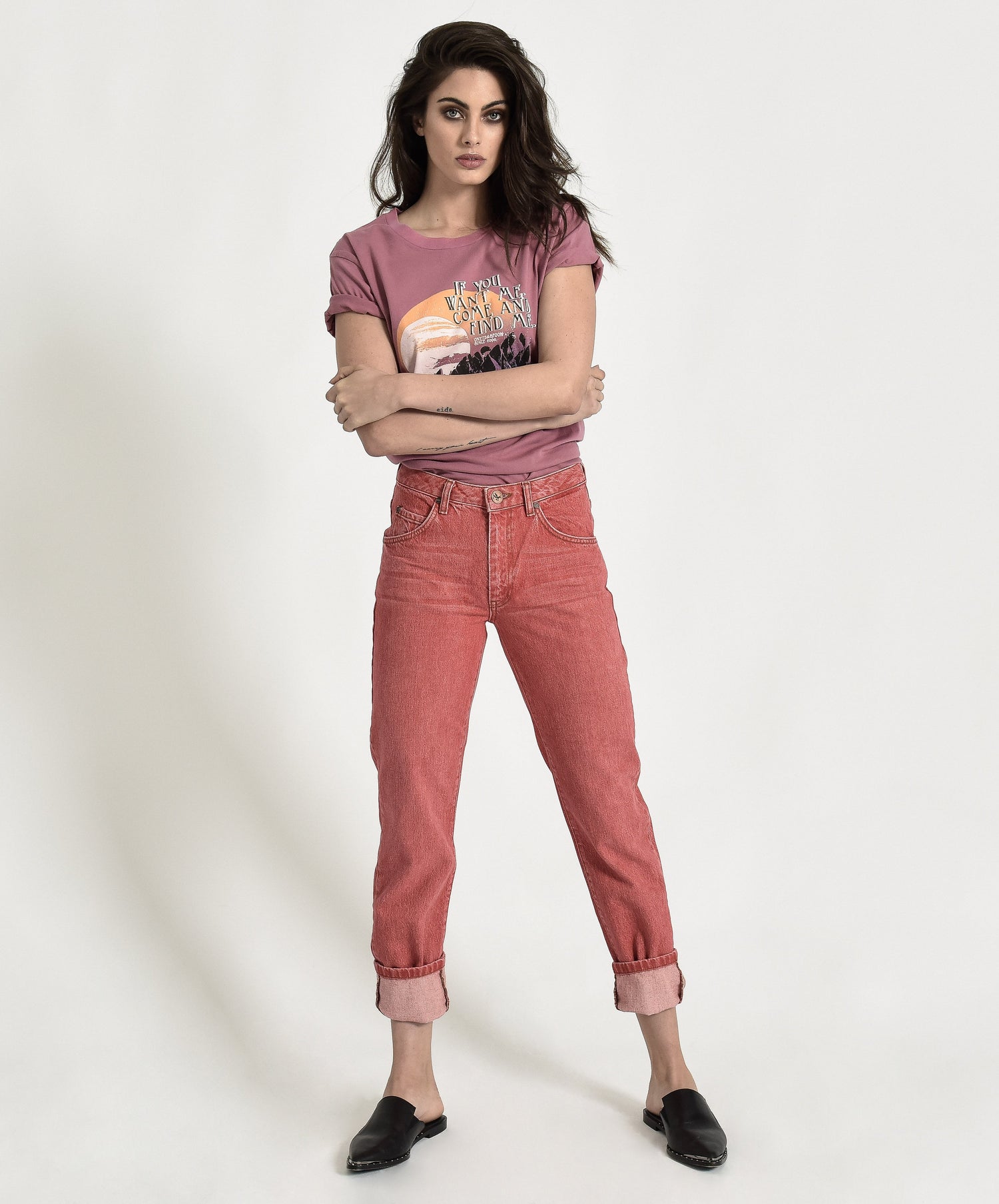 Products Awesome Baggies High Waist Straight Leg Denim Jeans - Organic Red