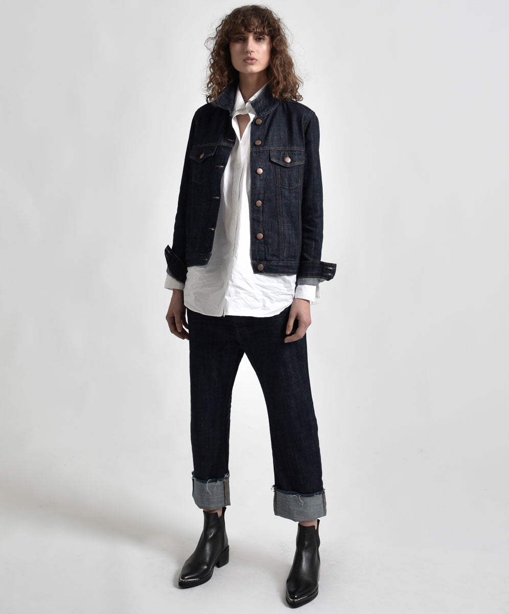 Products ORGANIC RAW BANDIT TRUCKET JACKET BLUE