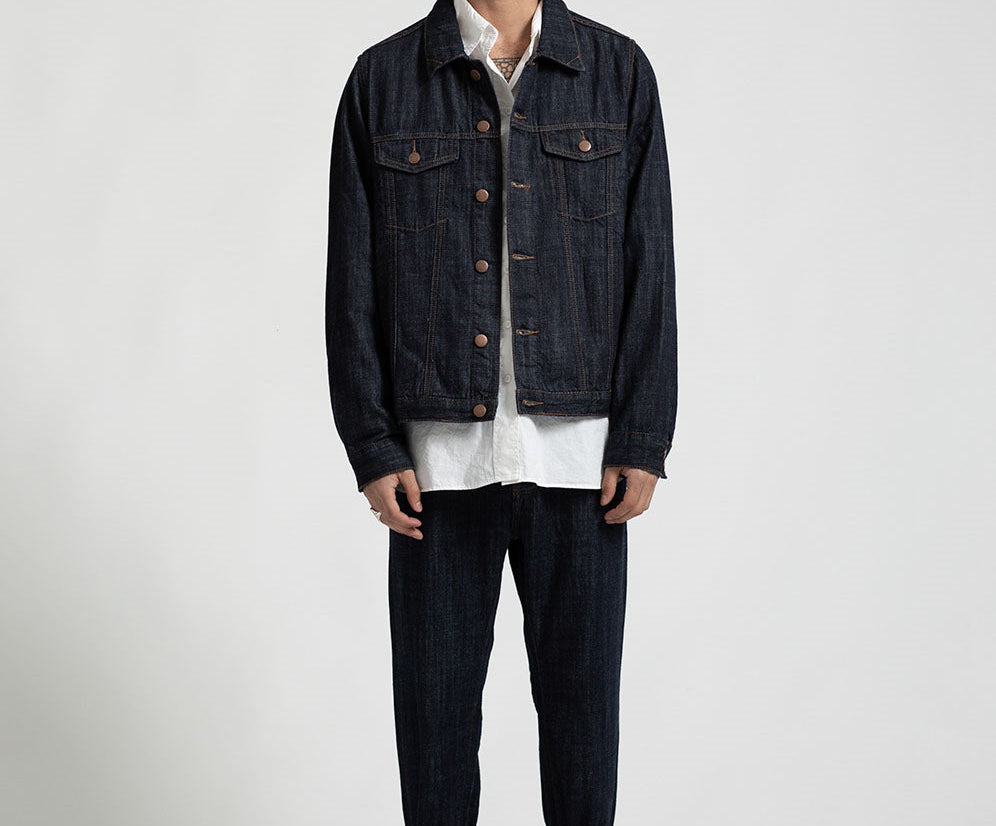 ORGANIC RAW BANDIT TRUCKER JACKET BLUE