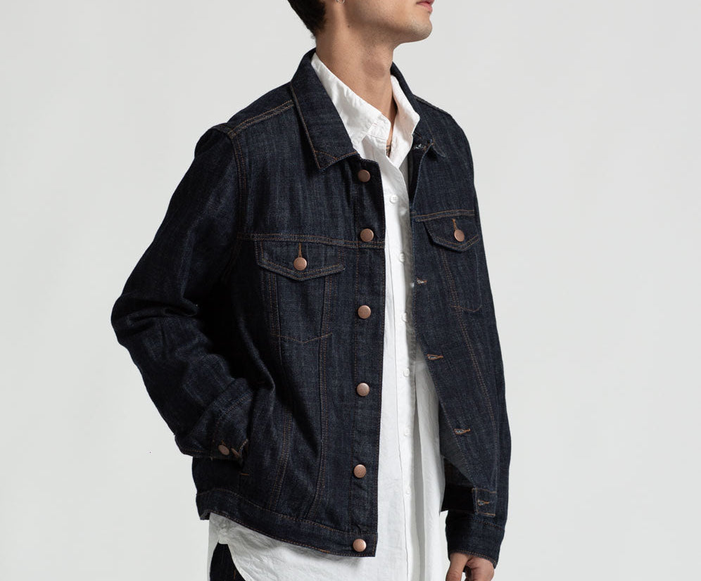 ORGANIC RAW BANDIT TRUCKER JACKET BLUE