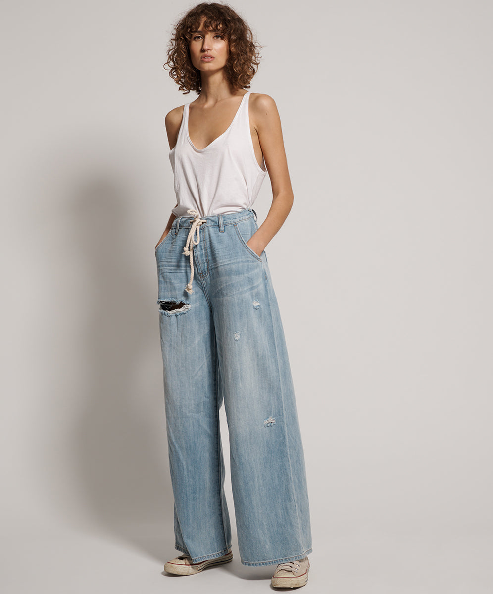 Products HUSTLER BAD BOYS SUPER WIDE DRAWSTRING LONG JEANS