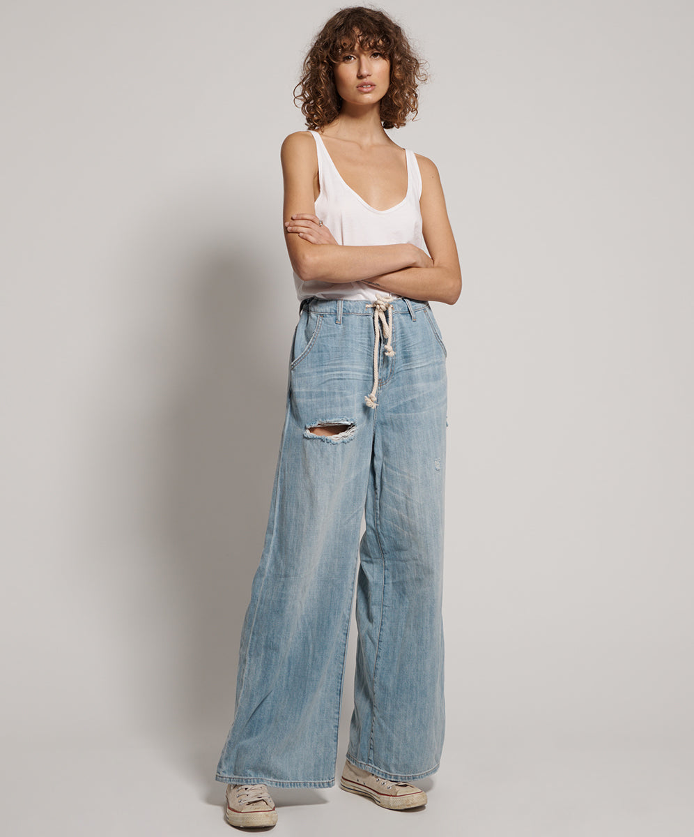 Products HUSTLER BAD BOYS SUPER WIDE DRAWSTRING LONG JEANS
