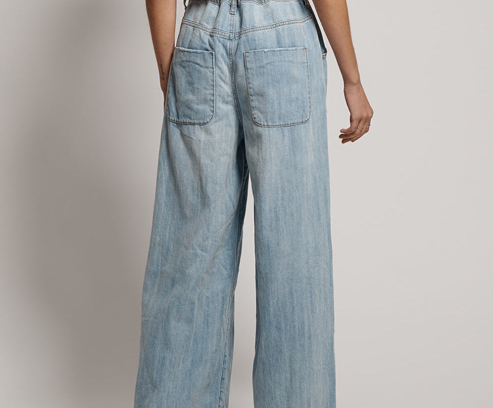 HUSTLER BAD BOYS SUPER WIDE DRAWSTRING LONG JEANS