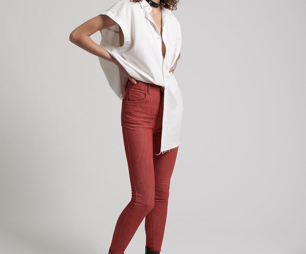 VIONA RED FREEBIRDS II SUPER HIGH WAIST SKINNY JEANS