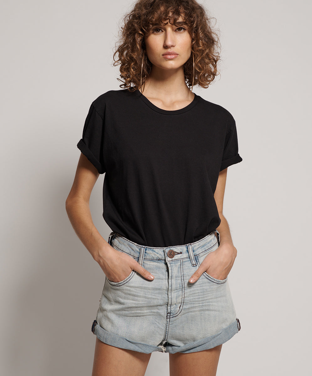 Products Bandits High Waist Denim Shorts - Mid West Blue