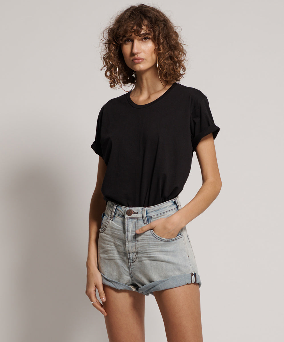 Products Bandits High Waist Denim Shorts - Mid West Blue