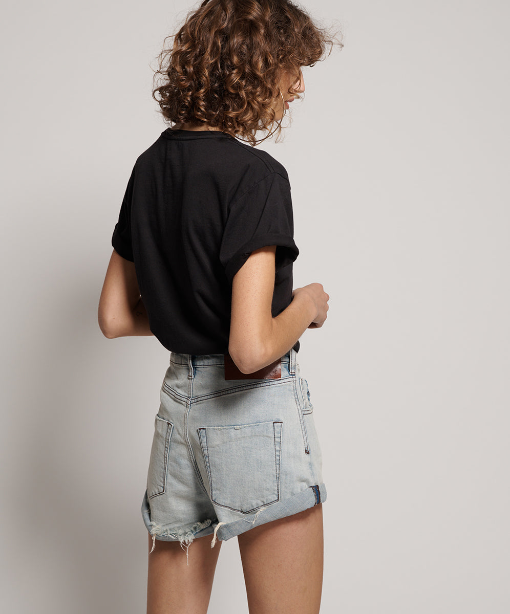 Products Bandits High Waist Denim Shorts - Mid West Blue