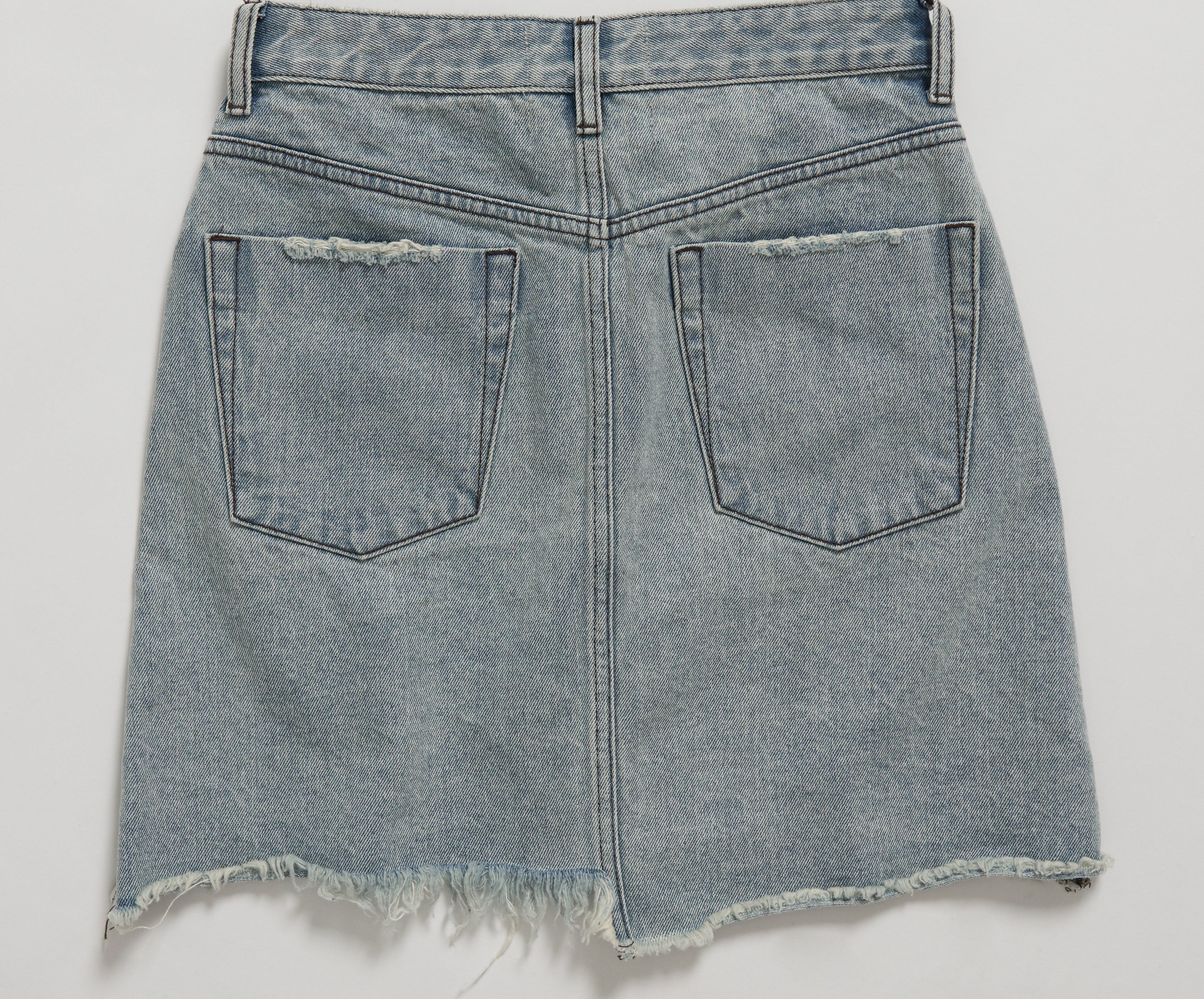 Viper High Waist Button Through Mini Denim Skirt - Old West