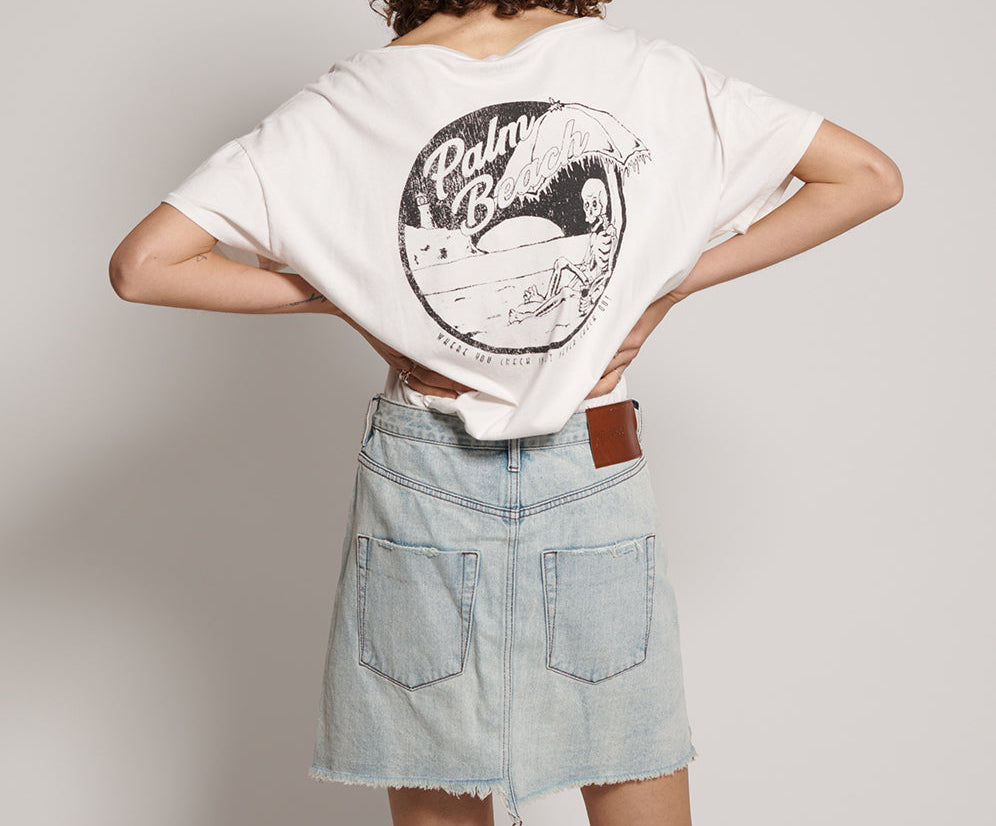 Viper High Waist Button Through Mini Denim Skirt - Old West