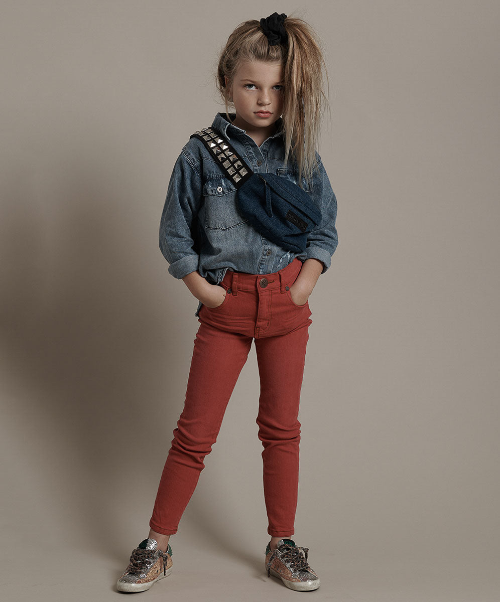 Products Freebirds High Waist Rigid Skinny Denim Jeans - Red Punk
