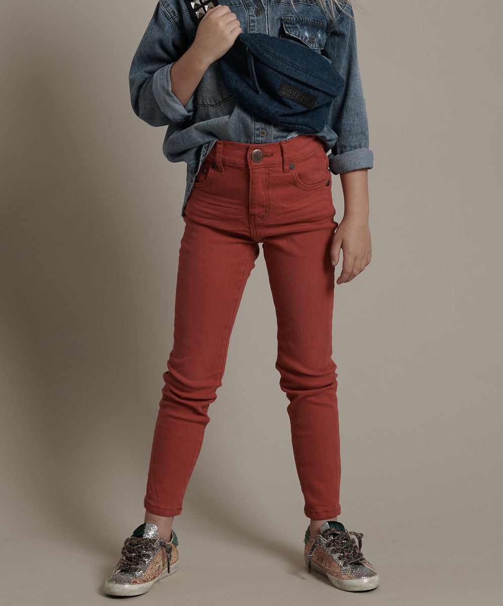 Products Freebirds High Waist Rigid Skinny Denim Jeans - Red Punk