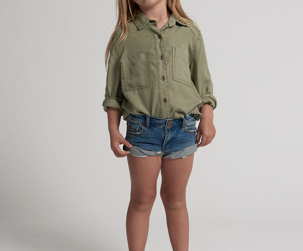 Kids Bandits Low Waist Denim Shorts - Vintage Indigo
