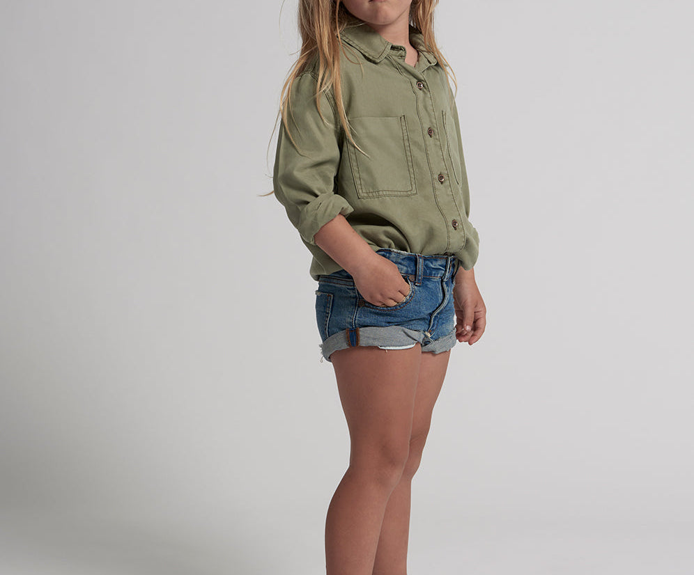 Kids Bandits Low Waist Denim Shorts - Vintage Indigo