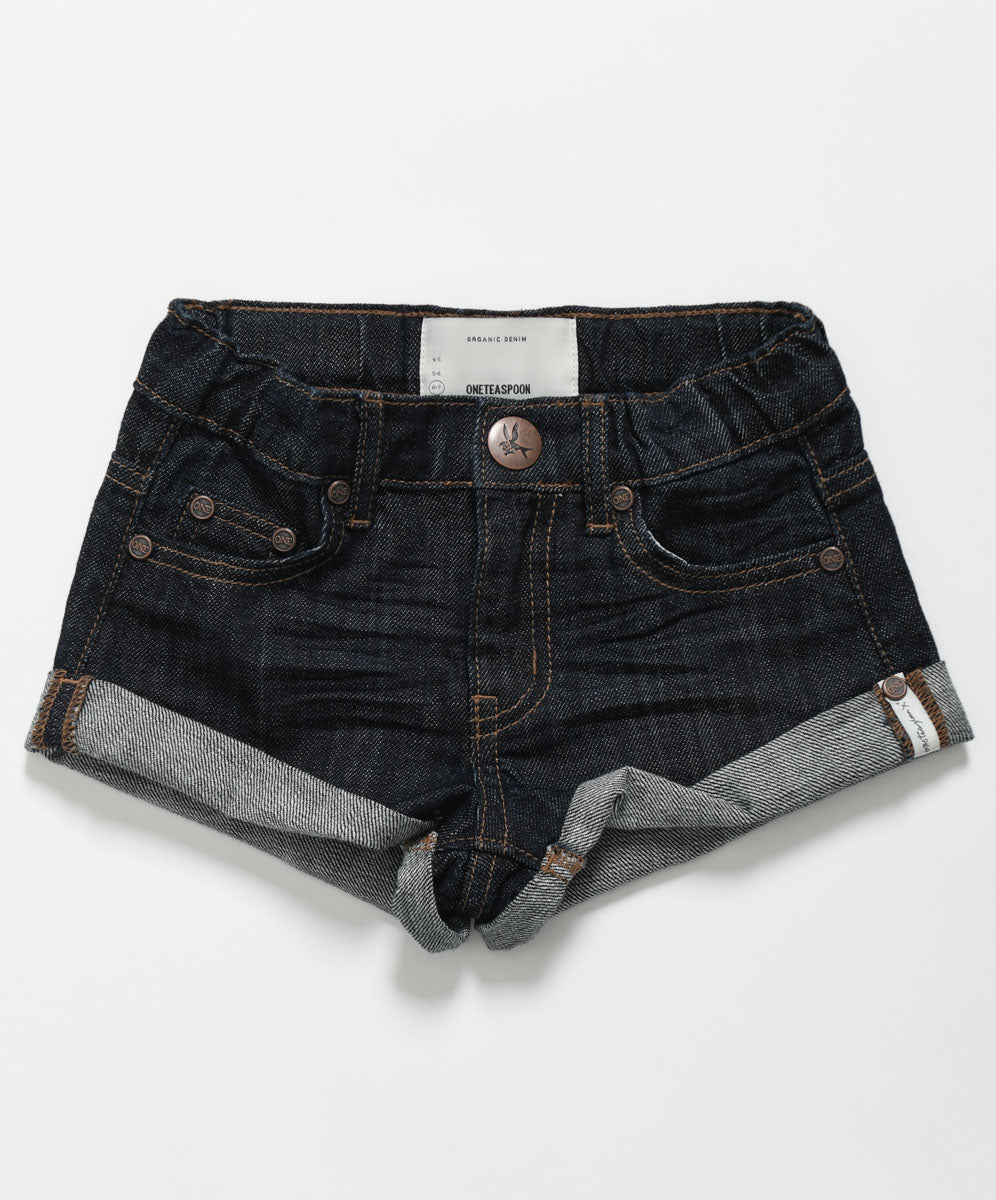Products Kids Bandits Low Waist Organic Denim Shorts - Raw Indigo