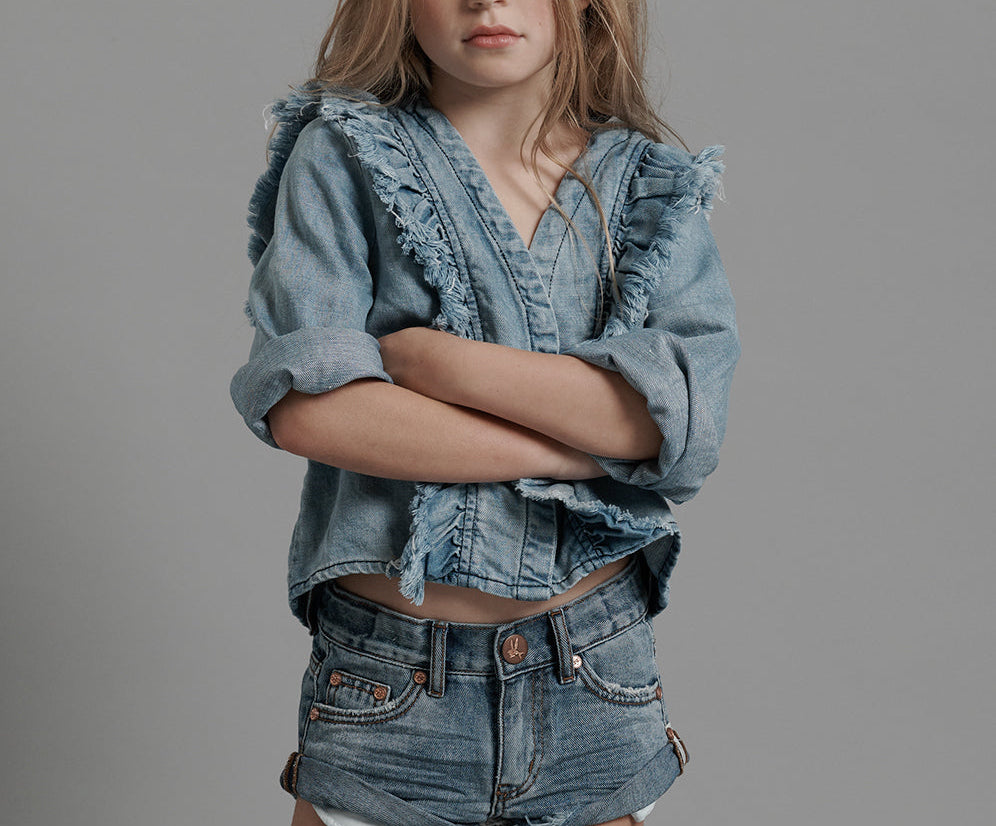 Kids Bandits Low Waist Denim Shorts - Venice Blue