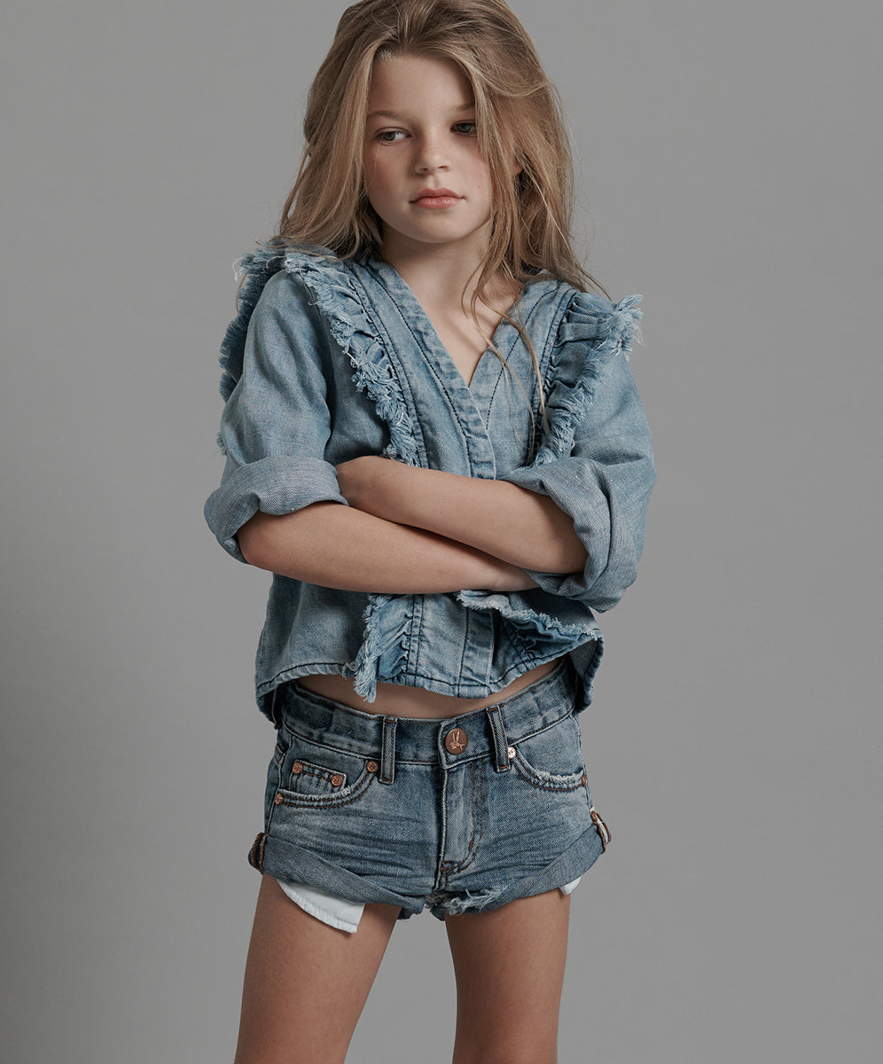Products Kids Bandits Low Waist Denim Shorts - Venice Blue