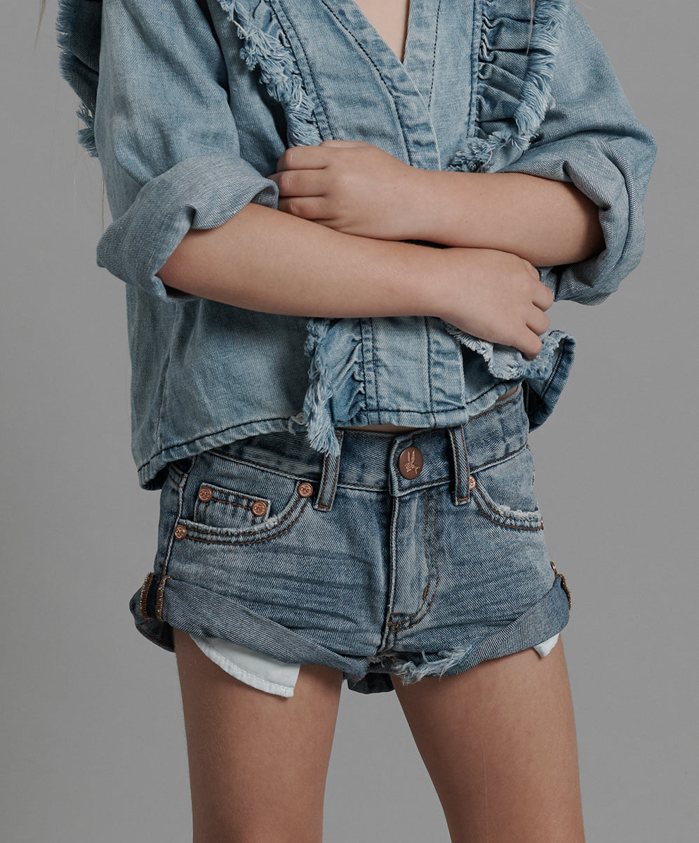 Products Kids Bandits Low Waist Denim Shorts - Venice Blue
