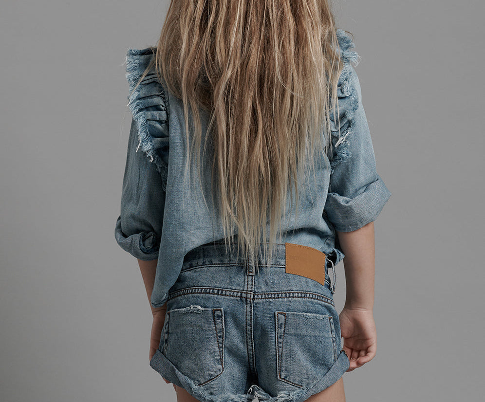 Kids Bandits Low Waist Denim Shorts - Venice Blue