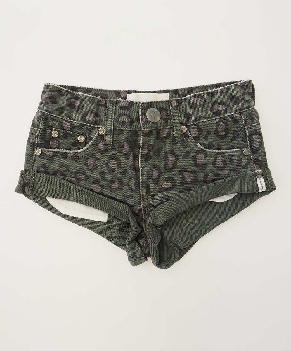 Products Kids Bandits Low Waist Denim Shorts - Leopard Khaki