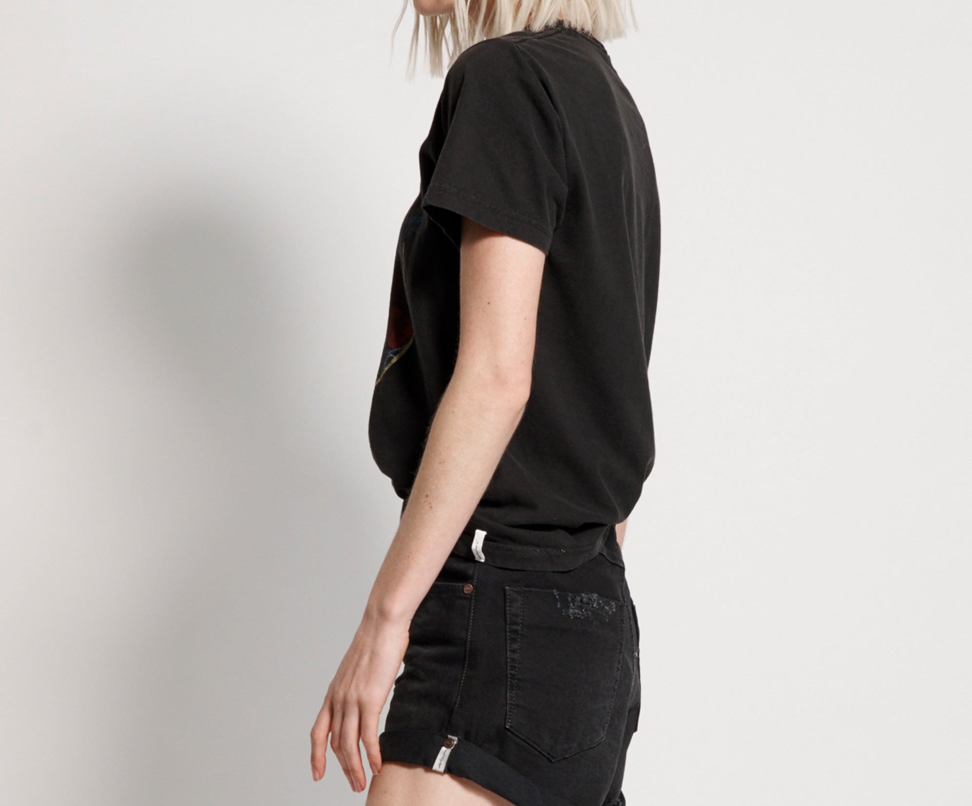 Bandits High Waist Denim Shorts - Worn Raven Black