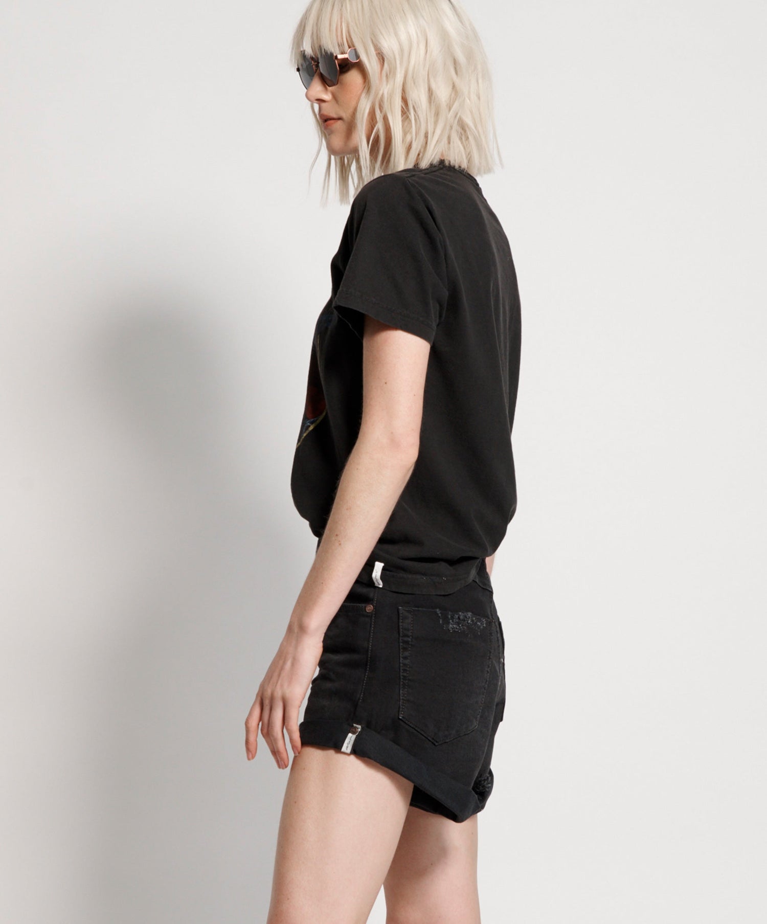 Products Bandits High Waist Denim Shorts - Worn Raven Black