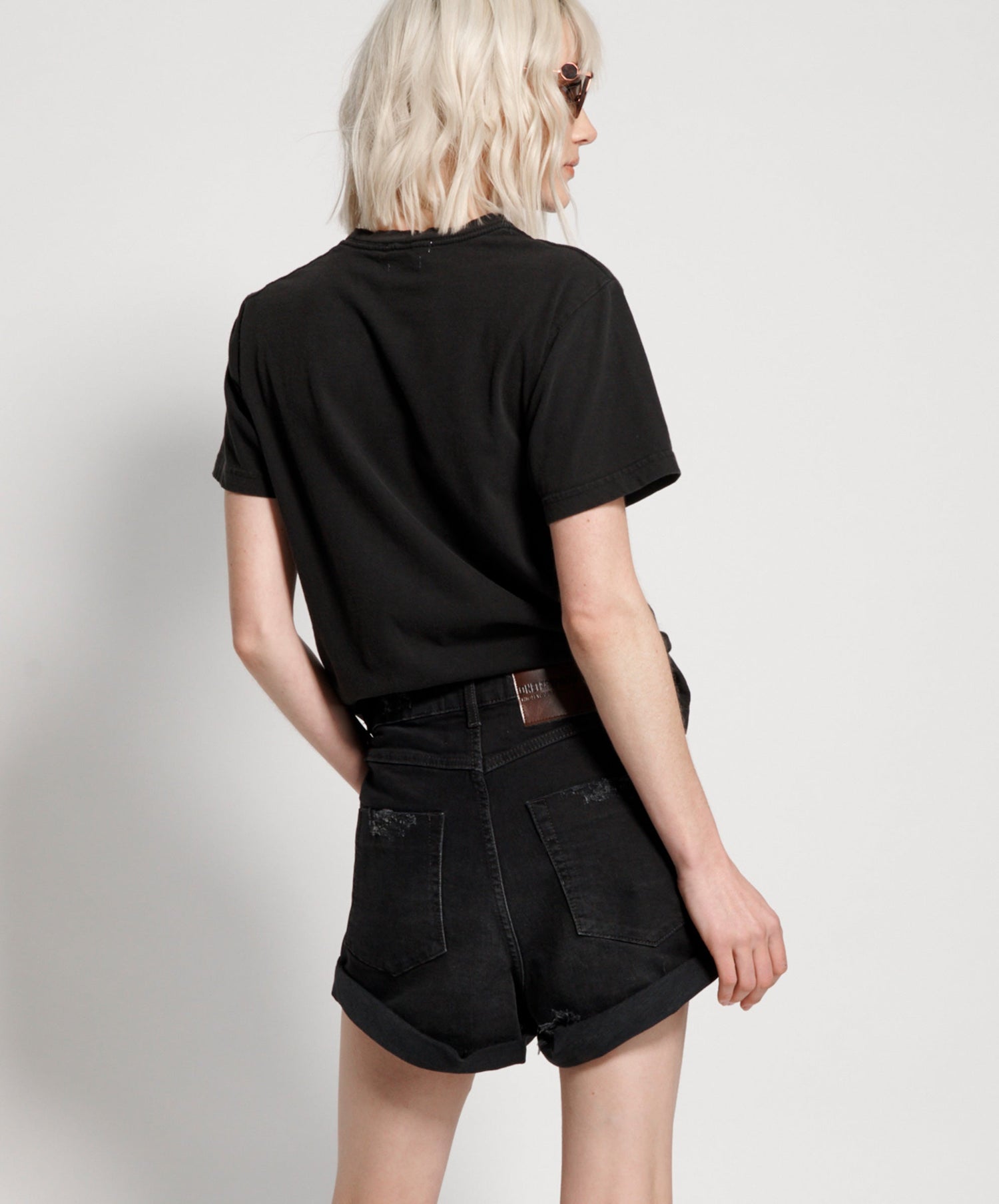 Products Bandits High Waist Denim Shorts - Worn Raven Black