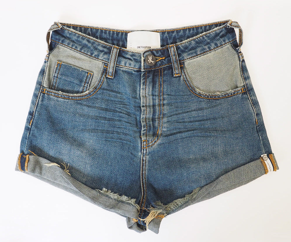Bandits High Waist Denim Shorts - Dirty Indigo