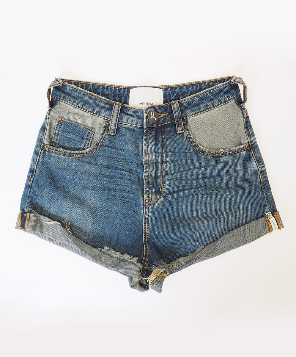 Products Bandits High Waist Denim Shorts - Dirty Indigo