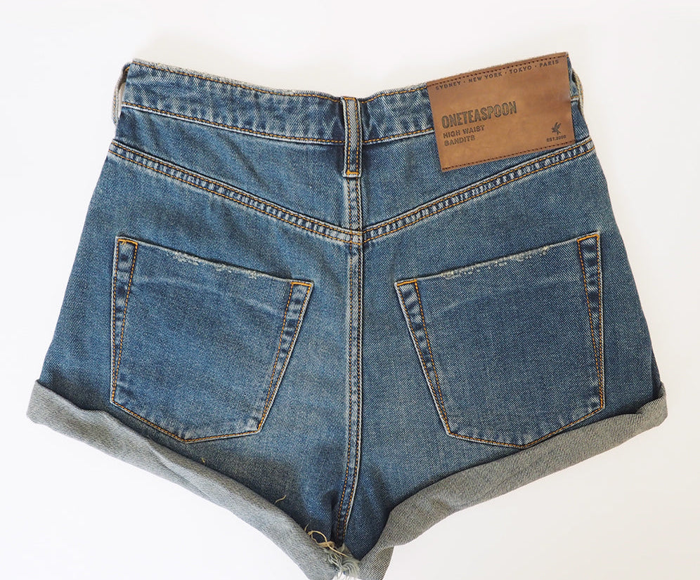 Bandits High Waist Denim Shorts - Dirty Indigo
