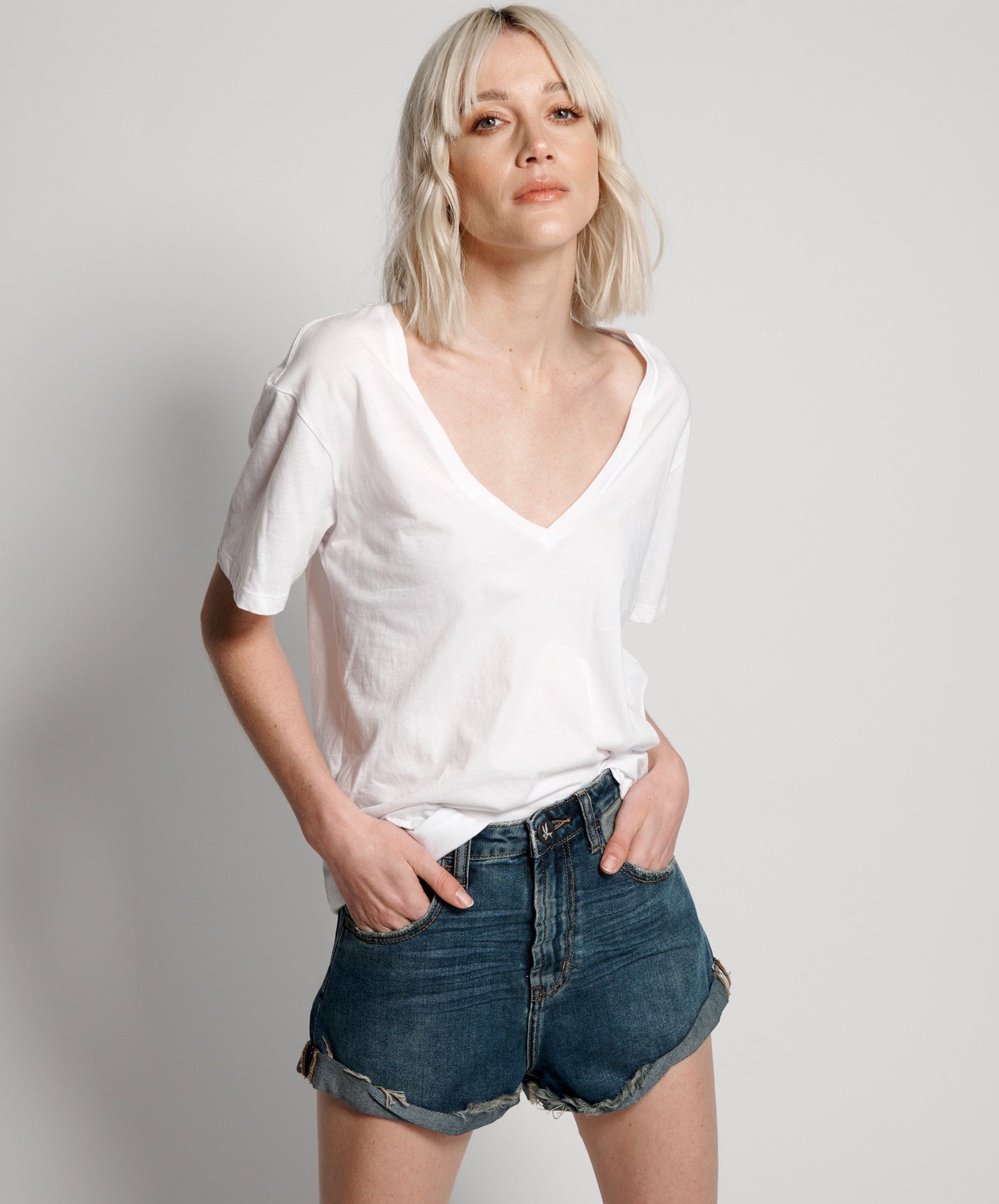 Products Bandits High Waist Denim Shorts - Dirty Indigo