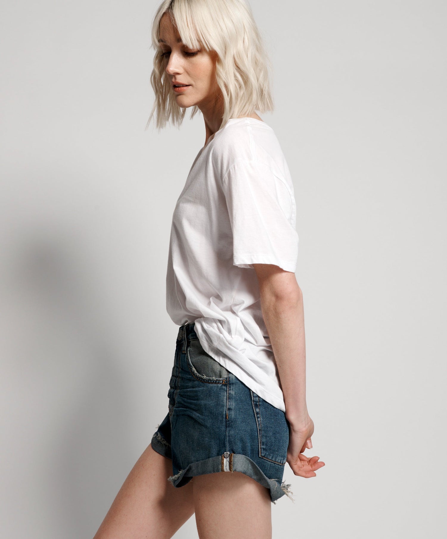 Products Bandits High Waist Denim Shorts - Dirty Indigo