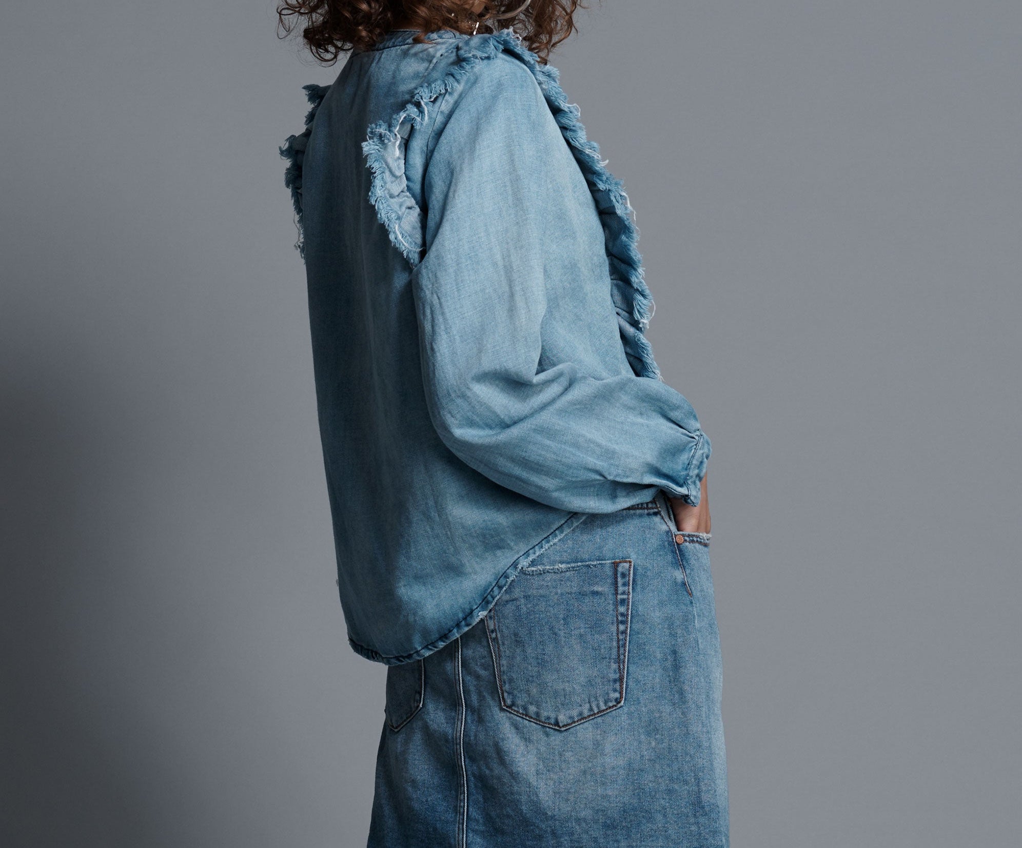 Viper High Waist Button Through Mini Denim Skirt - Venice