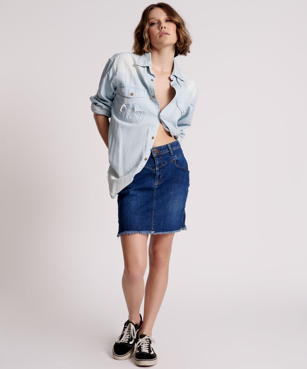 Last Stock Preacher High Waist Stretch Denim Skirt - Alabama