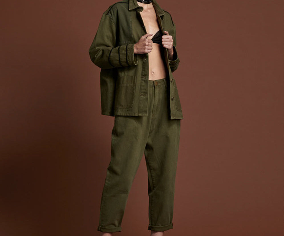 OLIVE MILITARY SMITHS HIGH WAIST TROUSER JEANS