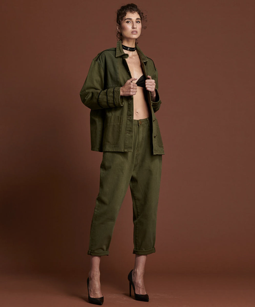 Products OLIVE MILITARY SMITHS HIGH WAIST TROUSER JEANS