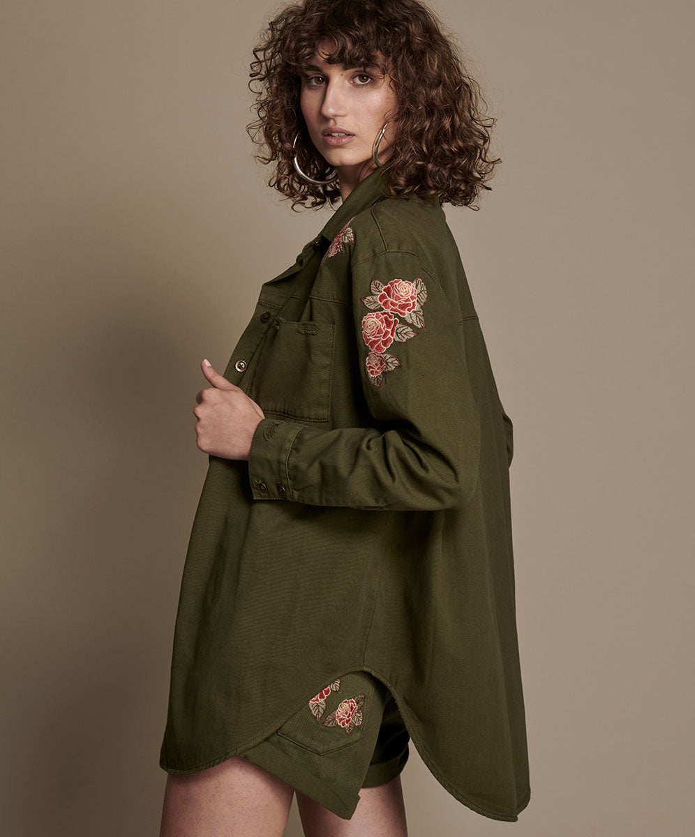 Products OLIVE WILD ROSE MILITARY SHIRT