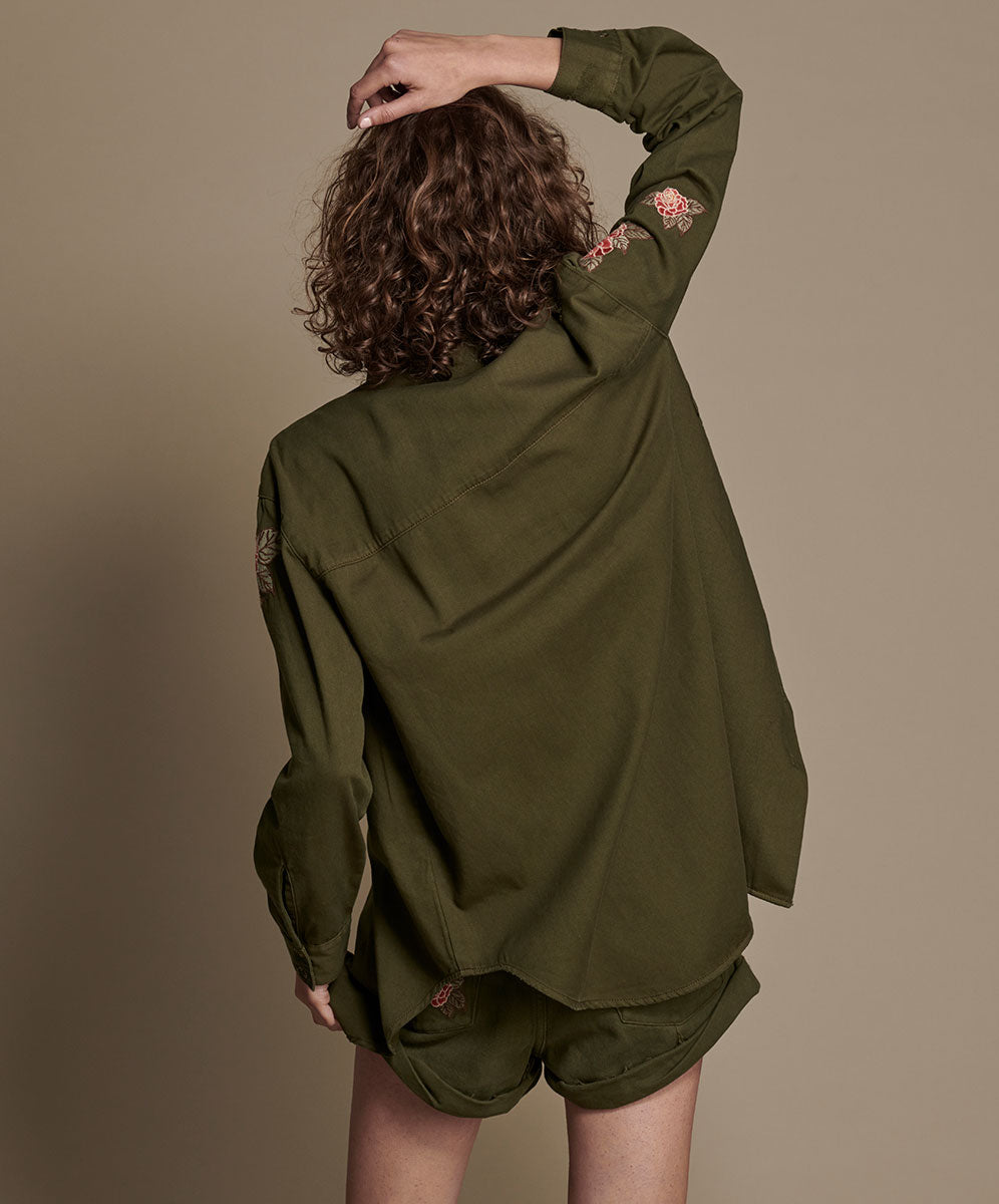 Products OLIVE WILD ROSE MILITARY SHIRT