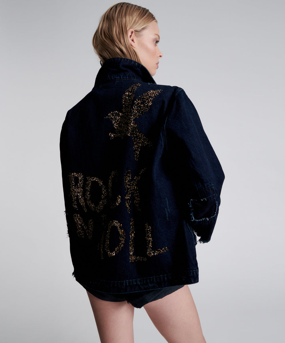 Products CRYSTAL ROCK N ROLL RECYCLED DENIM JACKET