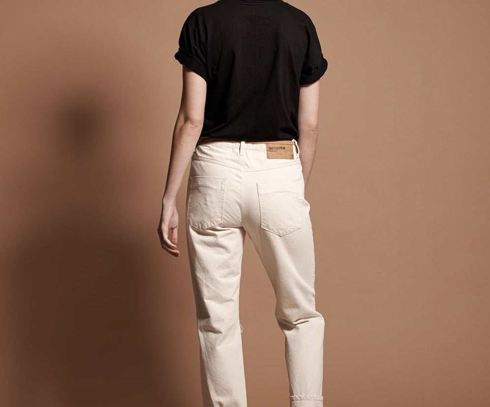 Truckers Mid Waist Straight Leg Denim Jeans - Nashville Cream