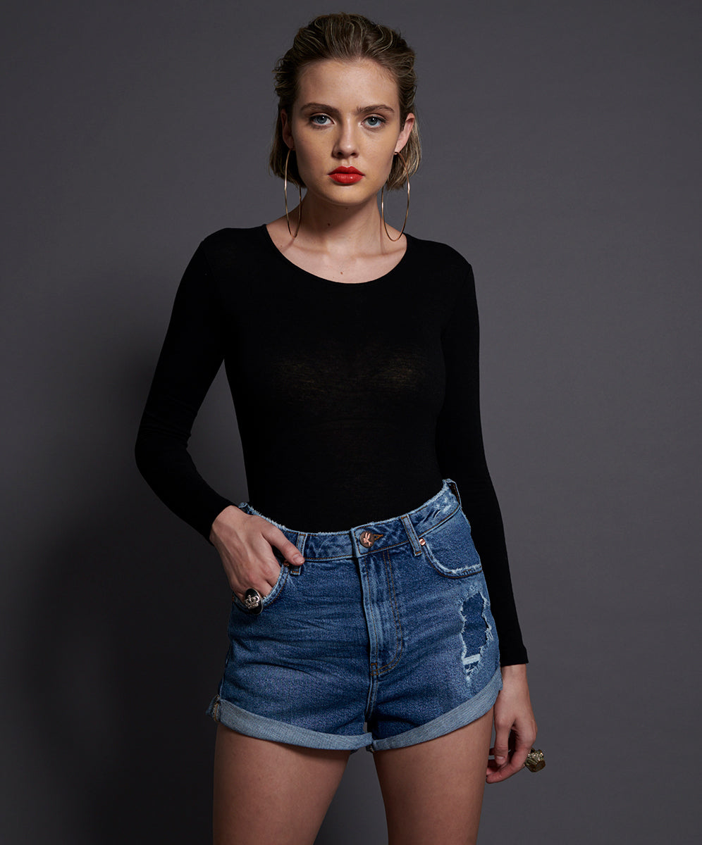 Products Bandits High Waist Denim Shorts - Soho Blue