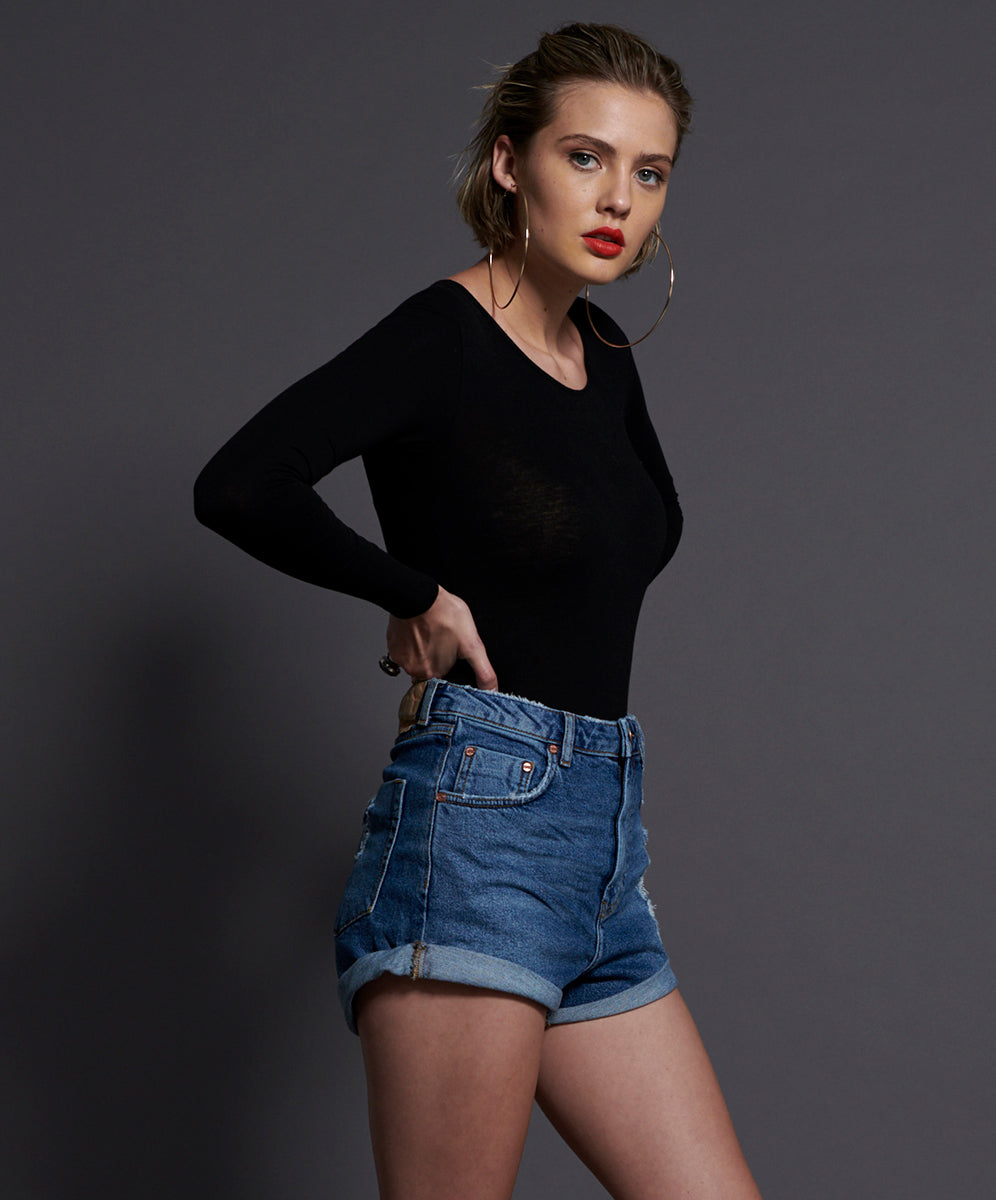 Products Bandits High Waist Denim Shorts - Soho Blue