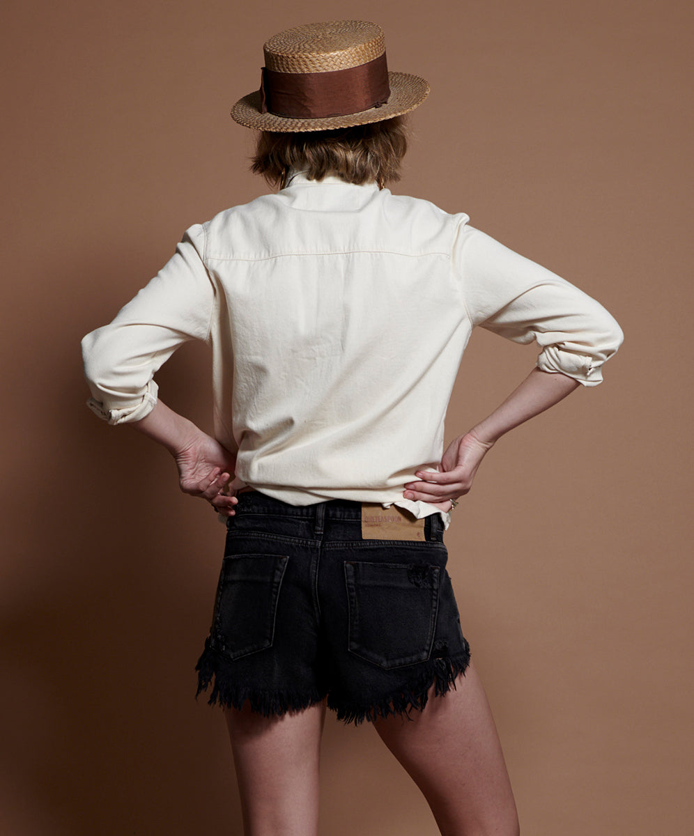 Products DOUBLE BASS BONITA LOW WAIST DENIM SHORT BLACK