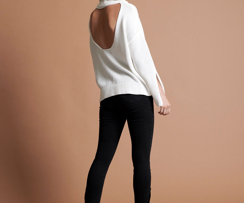 WINONA BACKLESS SWEATER WHITE