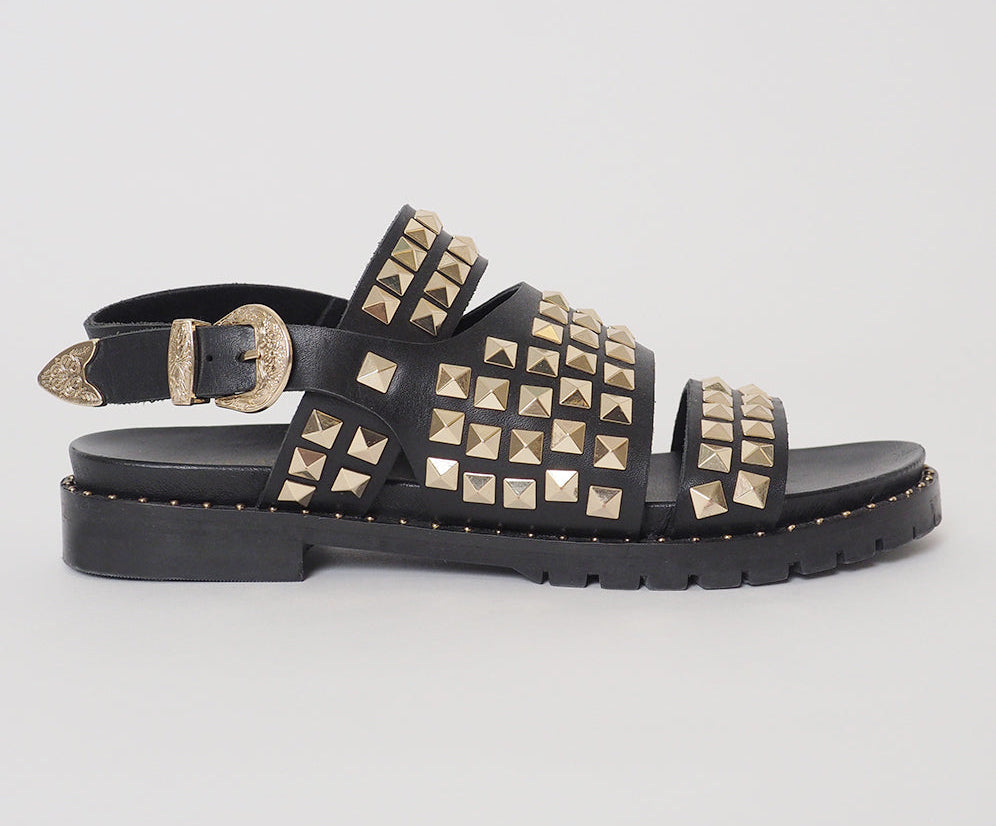 BLACK STUDDED VIVIENNE SANDAL